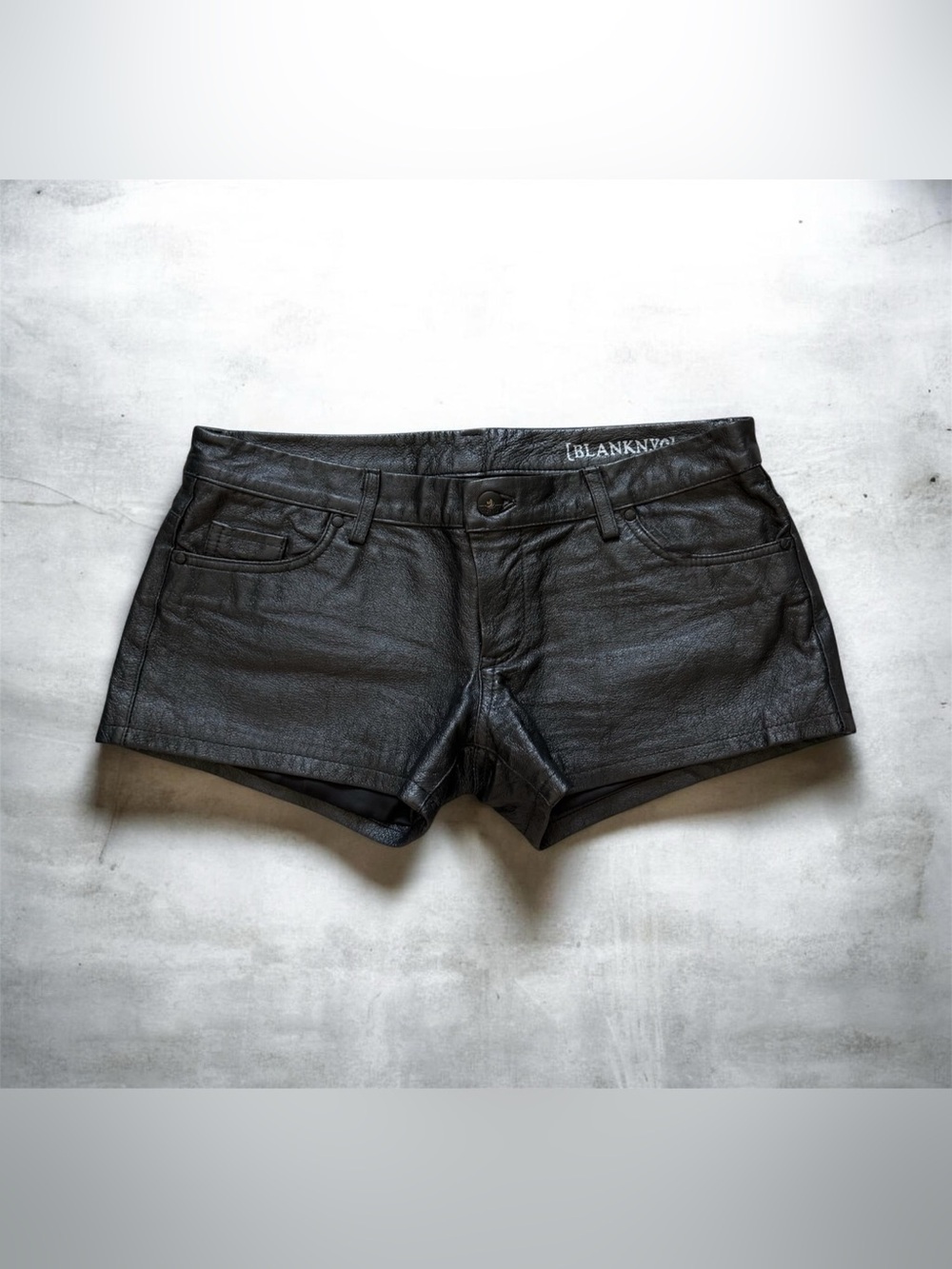 Low rise leather shorts